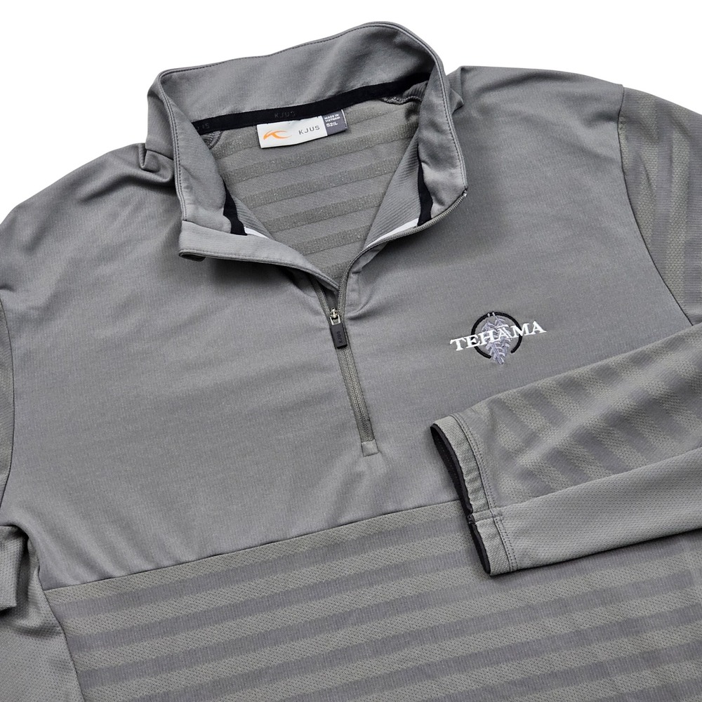 KJUS David Midlayer Tehama Half Zip Mens 52 L Gray Striped Performance Golf